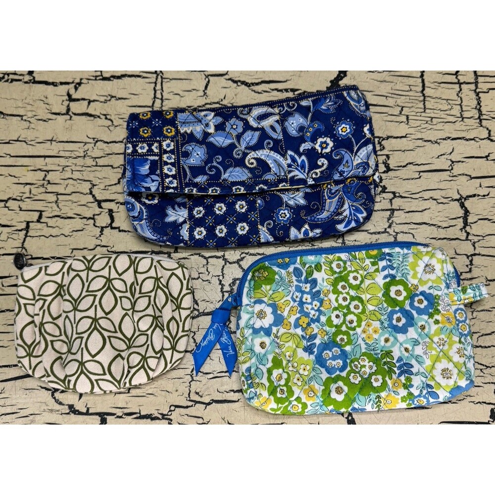 3 Small Toiletry Makeup Clutch Bag Mix Lot Quilted Vera Bradley Origins Lindsay